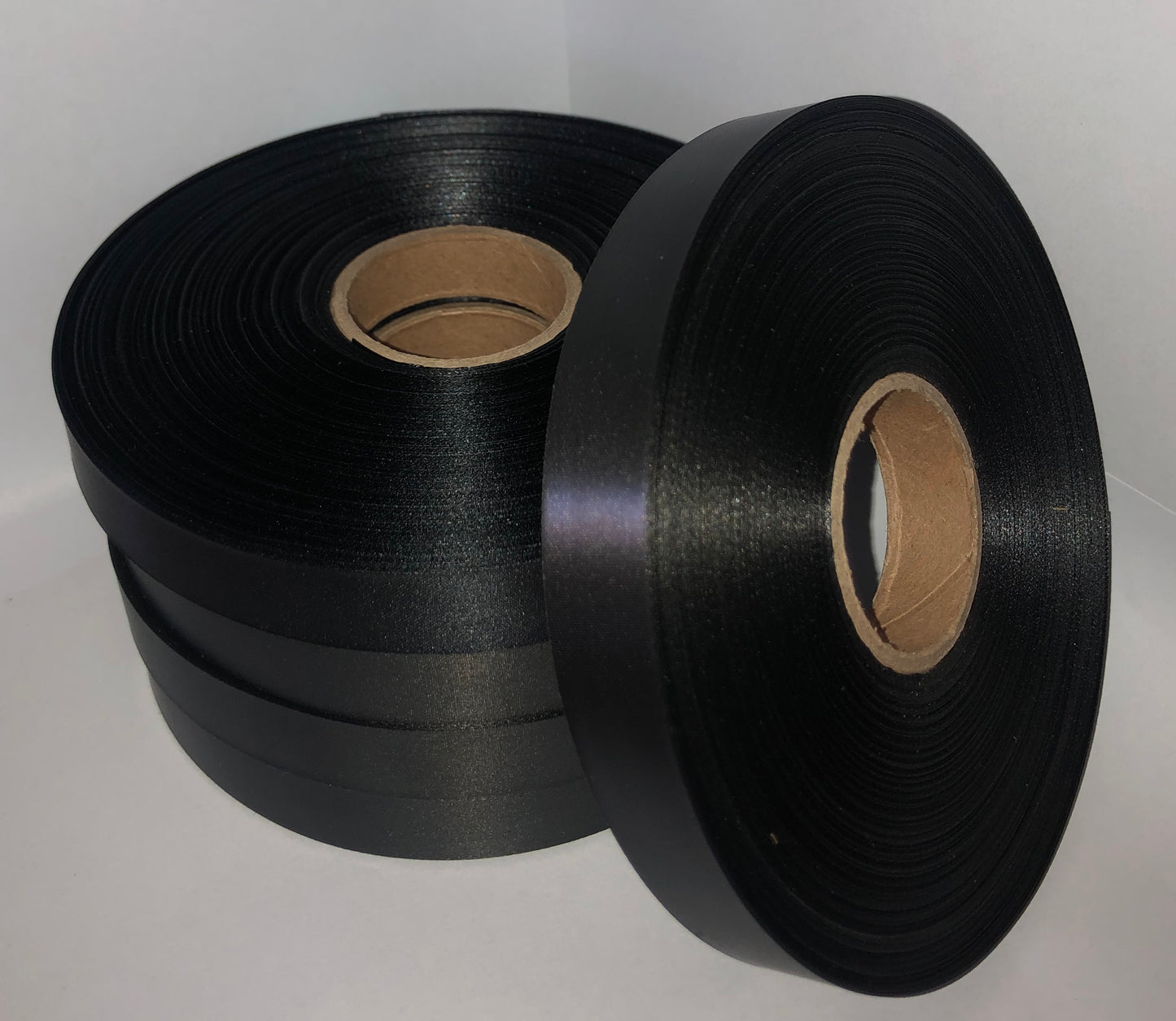 25mm x 100m Black Polysatin